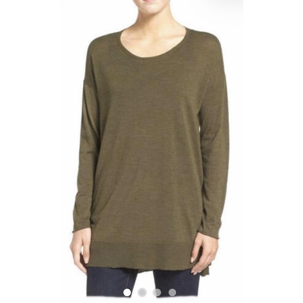 NEW Eileen Fisher Womens Sweater M Ribbed Crew Neck Tunic Xtra Fine Merino Wool